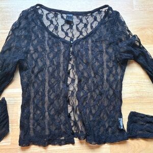 SHEIN Black Lace Cardigan